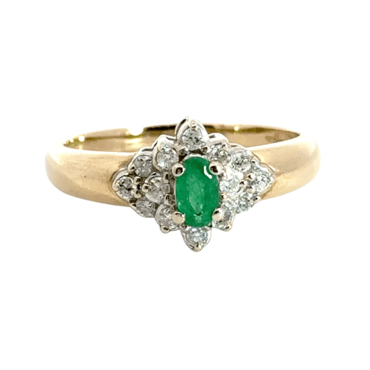 9CT Yellow Gold Emerald and Diamond Aces Jewellers