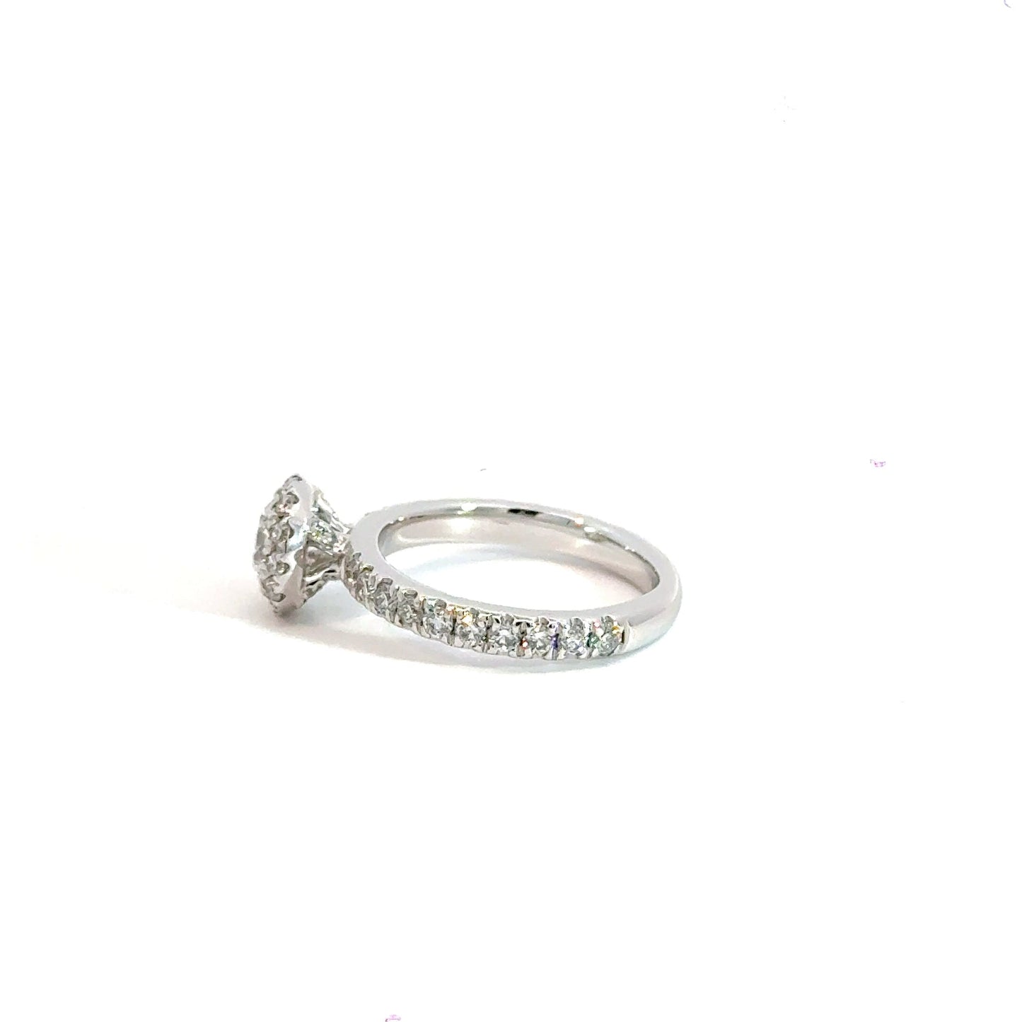 18CT White Gold Halo 1.00CT Lab Diamond Ring Aces Jewellers
