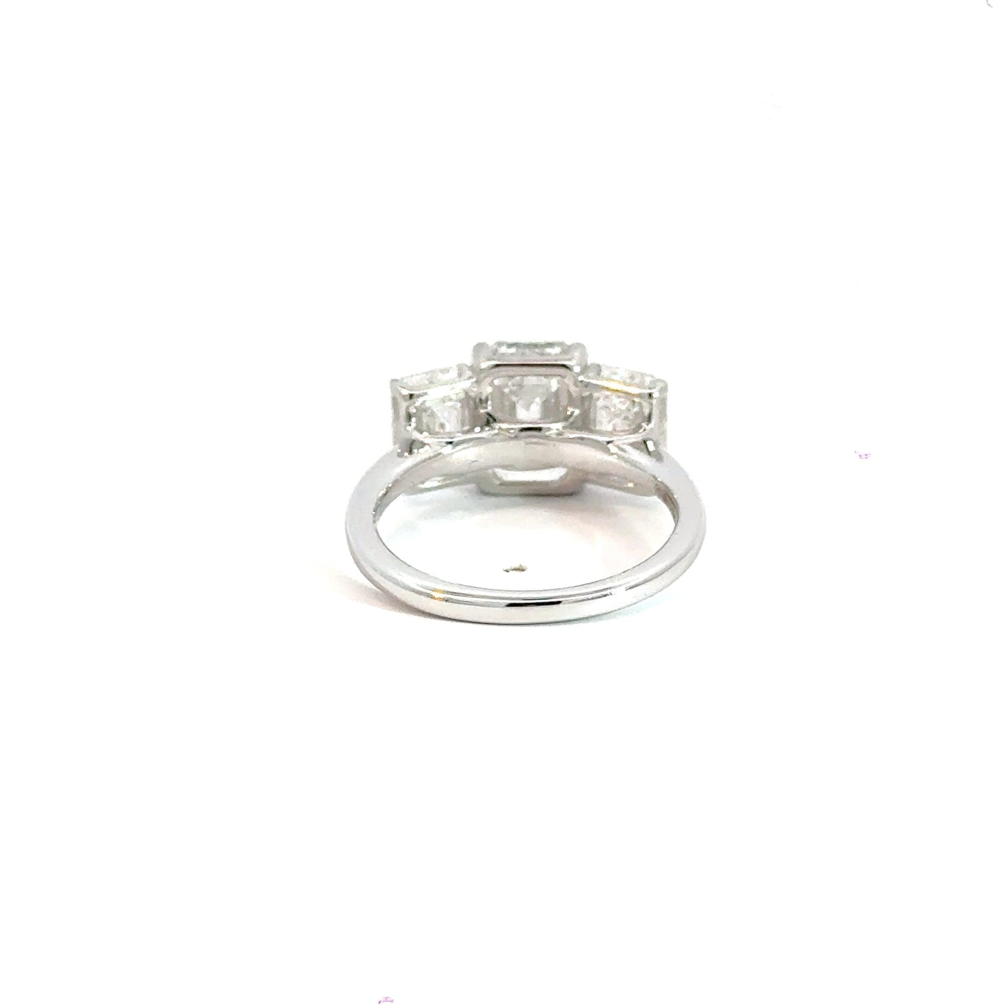 18CT White Gold Emerald 5.00ct Lab Diamond Trilogy Ring Aces Jewellers