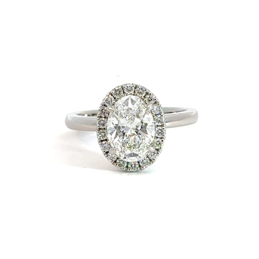 Platinum Oval Halo 2.00CT Lab Diamond Ring Aces Jewellers