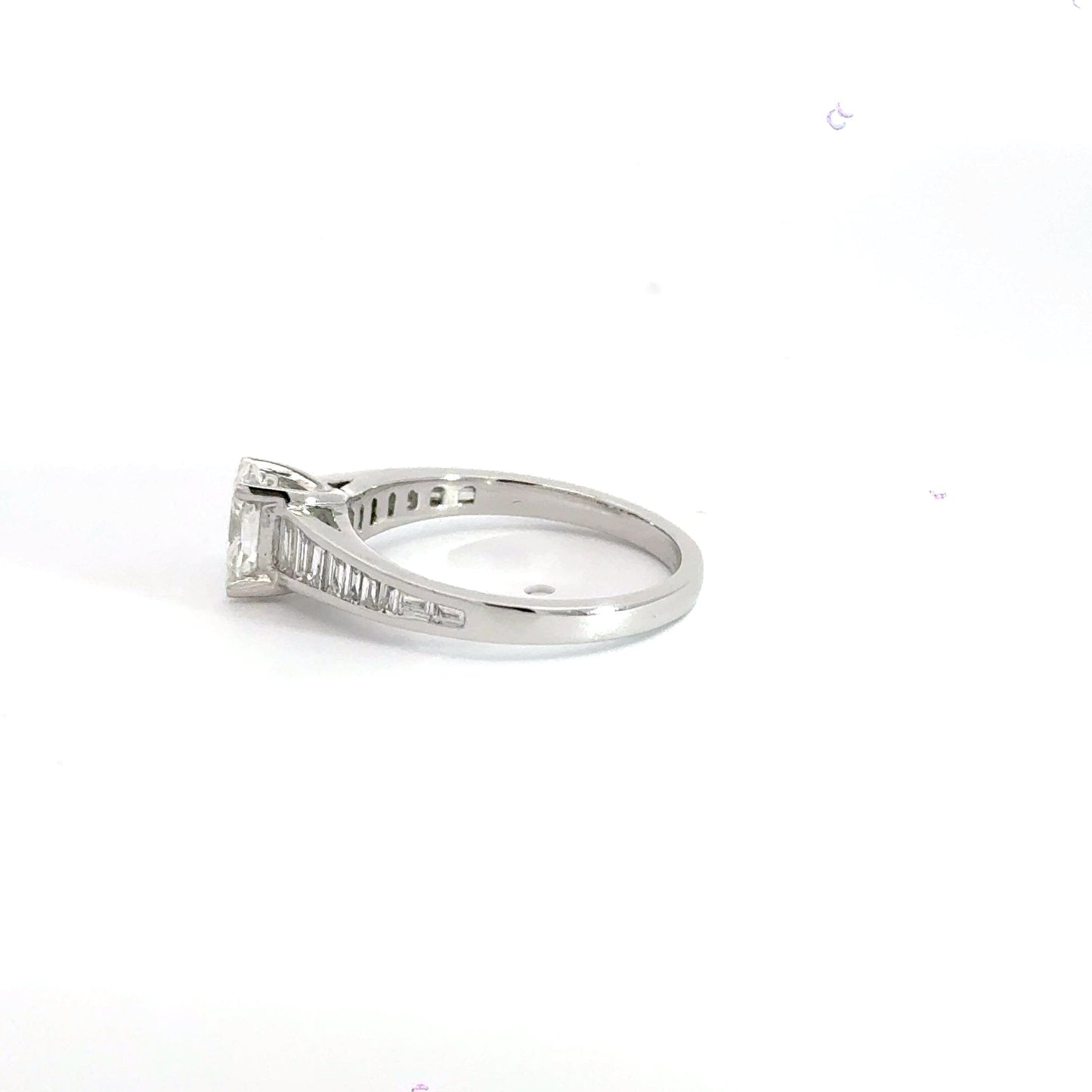 Platinum Solitaire Oval Centre Baguette Shoulder Diamond Ring Aces Jewellers