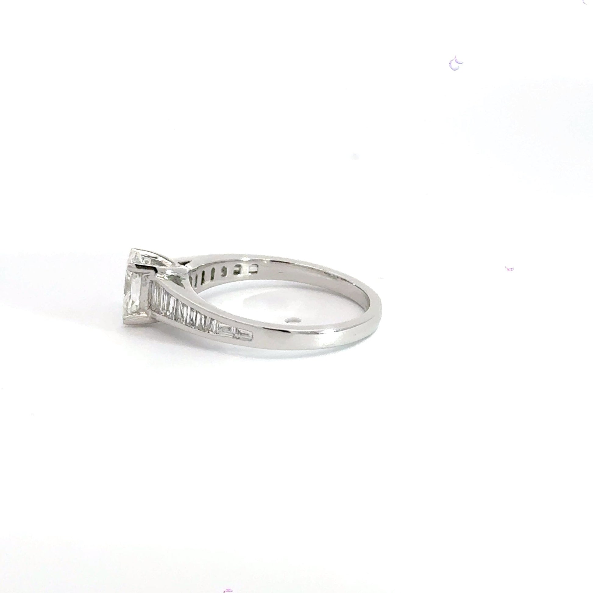 Platinum Solitaire Oval Centre Baguette Shoulder Diamond Ring Aces Jewellers