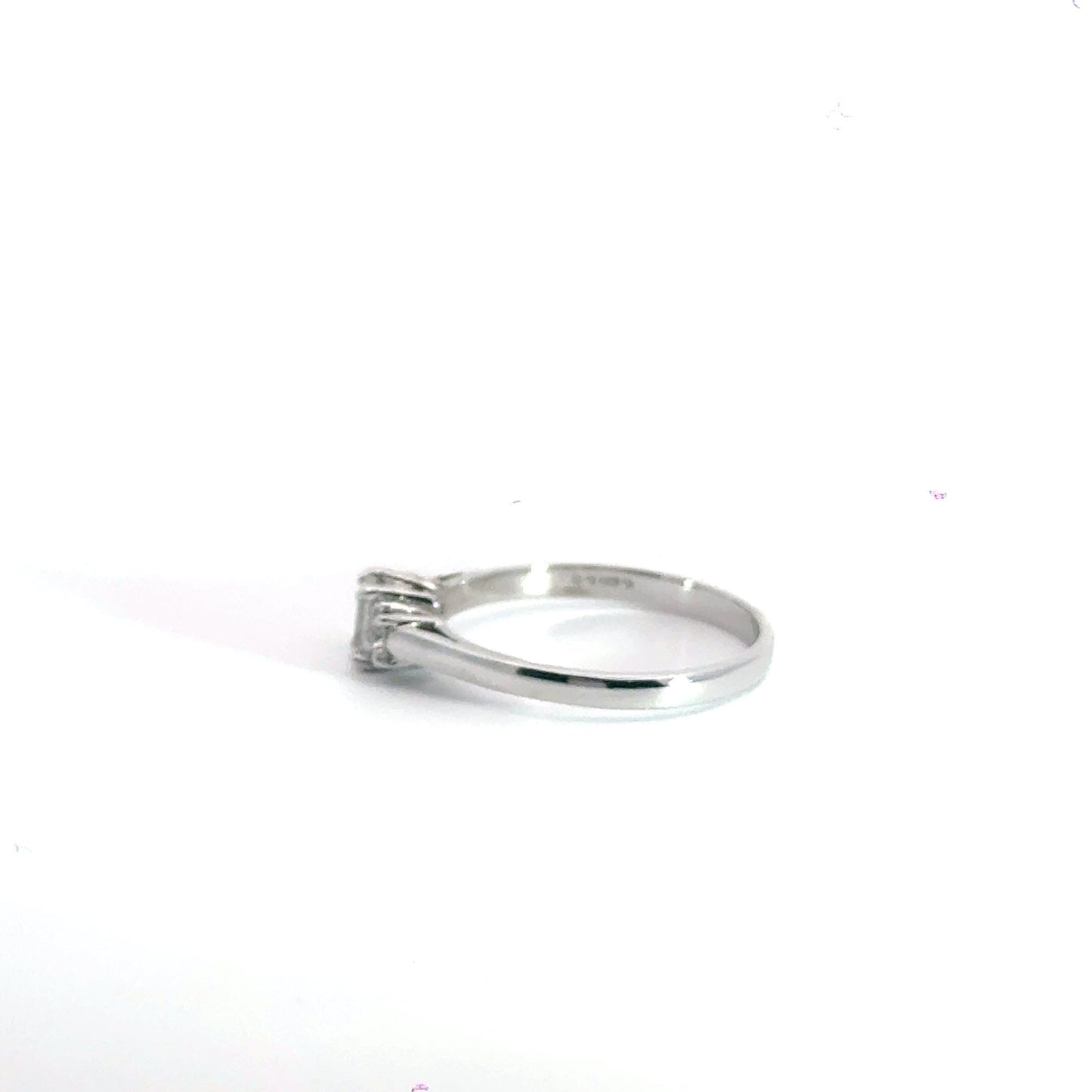 Platinum 3 Stone Trilogy Emerald Cut Diamond Ring Aces Jewellers