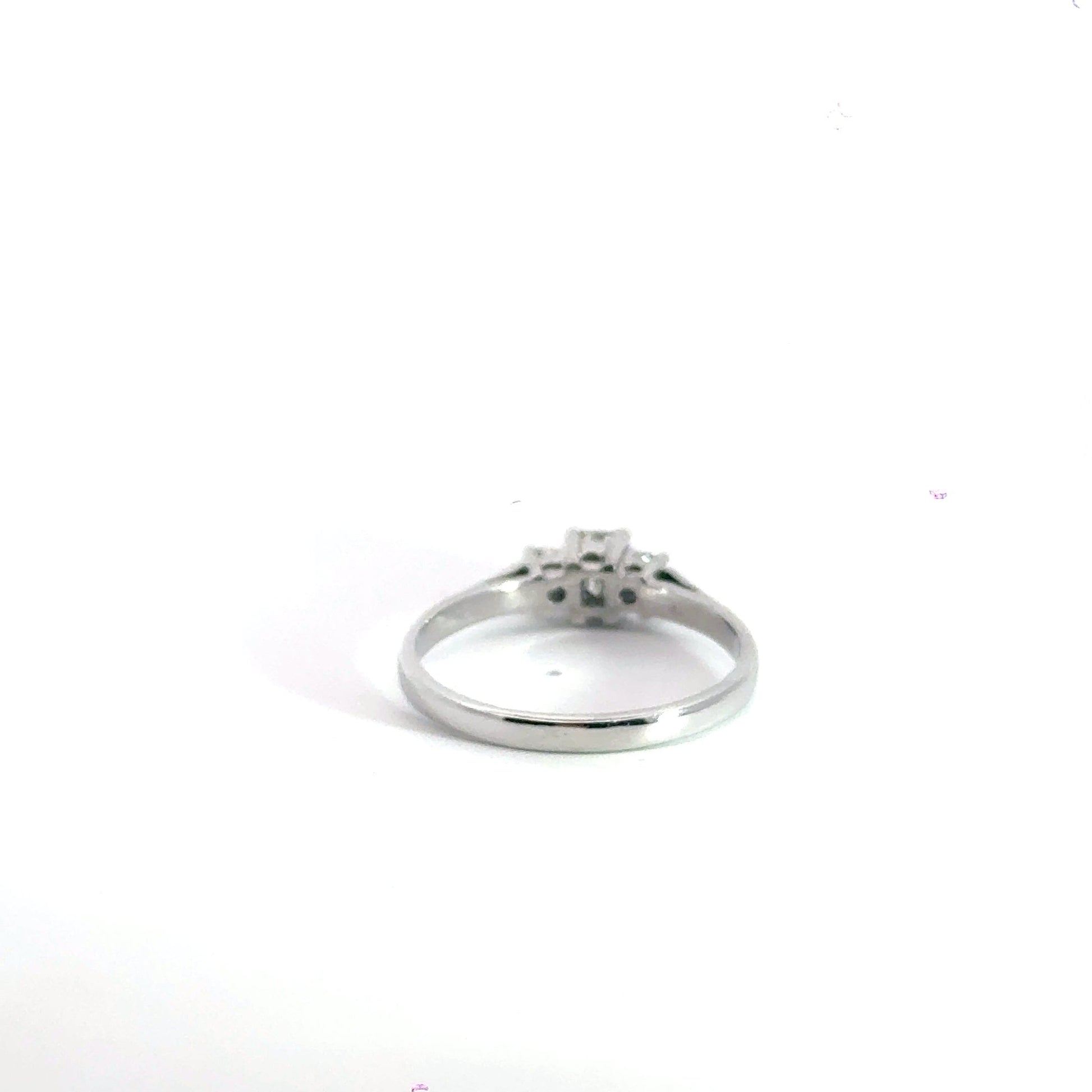 Platinum 3 Stone Trilogy Emerald Cut Diamond Ring Aces Jewellers