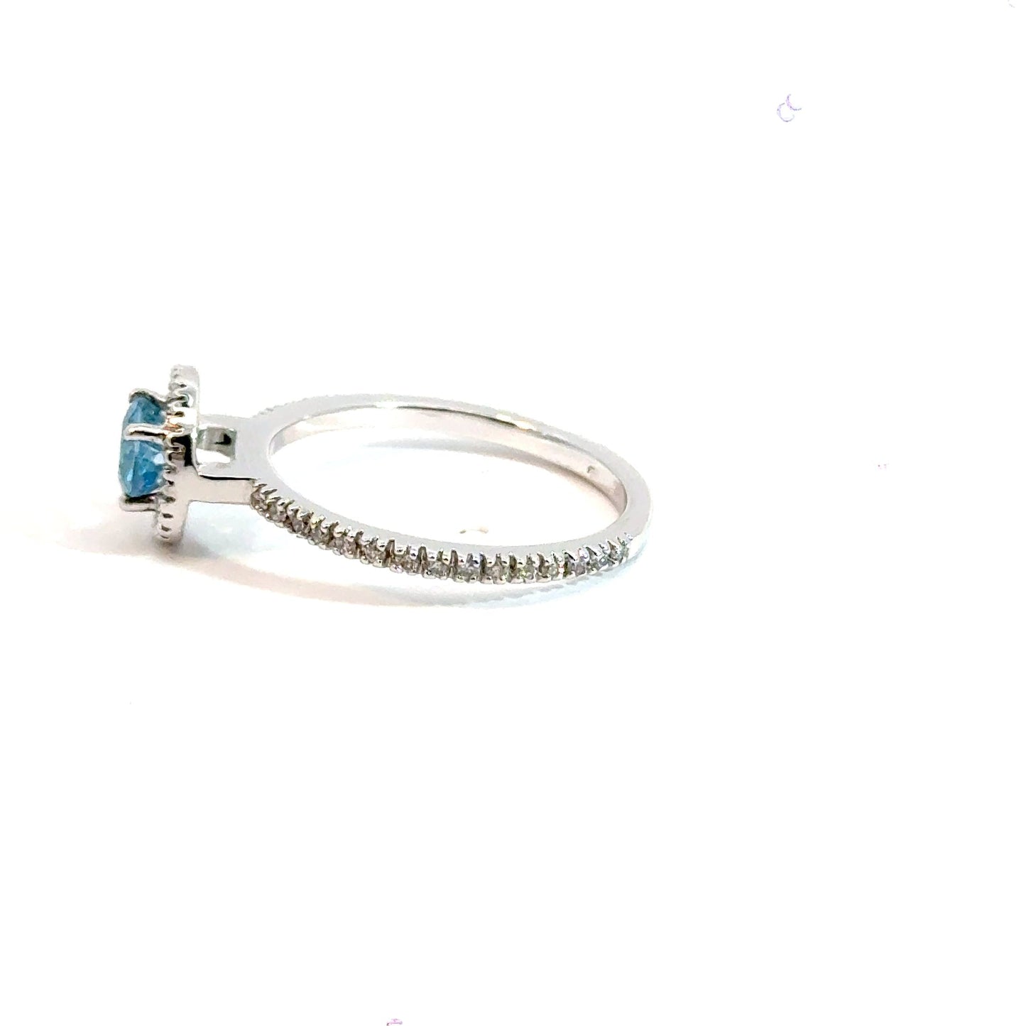 9CT White Gold Blue Topaz & Diamond Ring Aces Jewellers