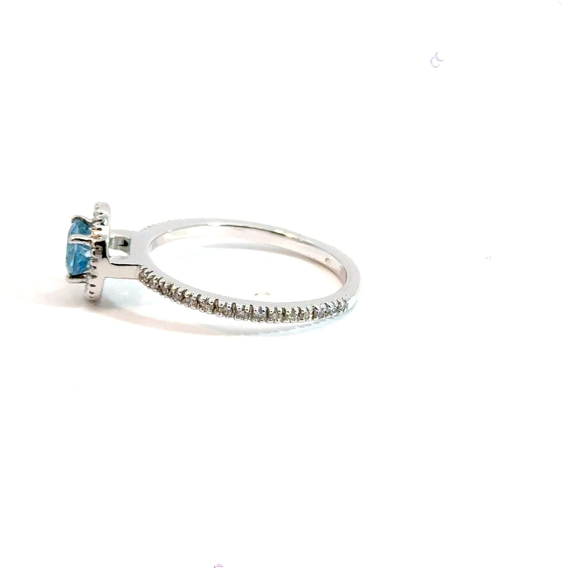 9CT White Gold Blue Topaz & Diamond Ring Aces Jewellers