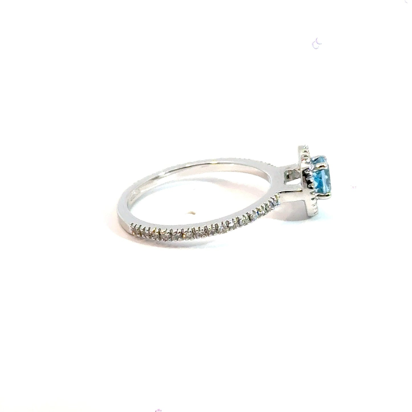 9CT White Gold Blue Topaz & Diamond Ring Aces Jewellers