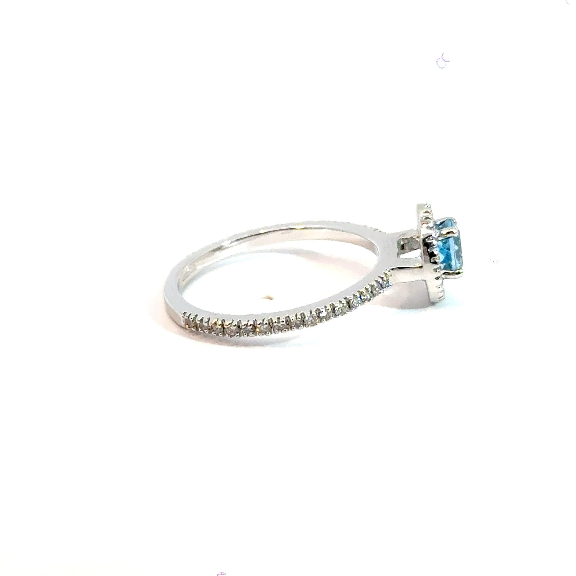 9CT White Gold Blue Topaz & Diamond Ring Aces Jewellers