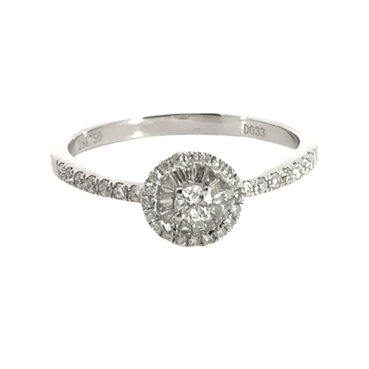 18CT White Gold Diamond Ring Halo Aces Jewellers