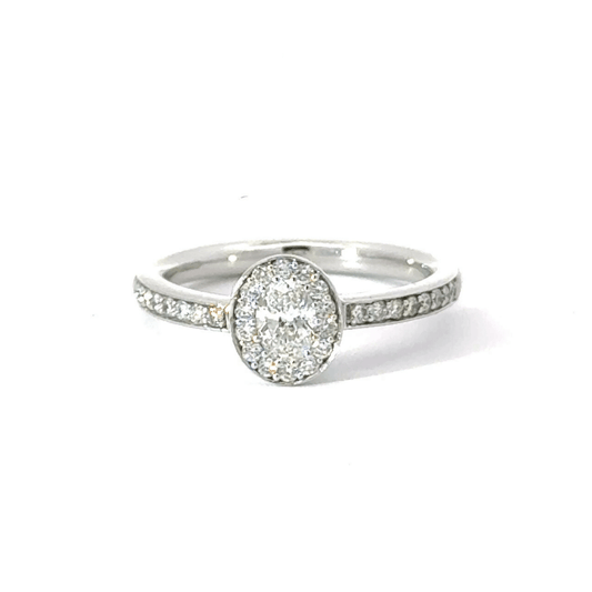 18CT White Gold Oval Diamond Ring Aces Jewellers