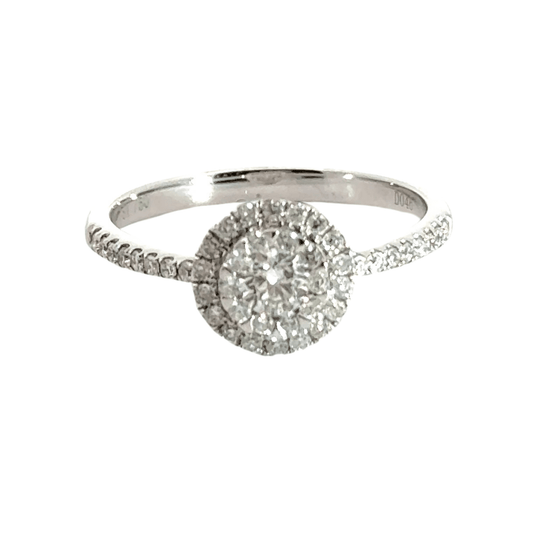 18CT White Gold Halo Cluster Diamond Ring Aces Jewellers