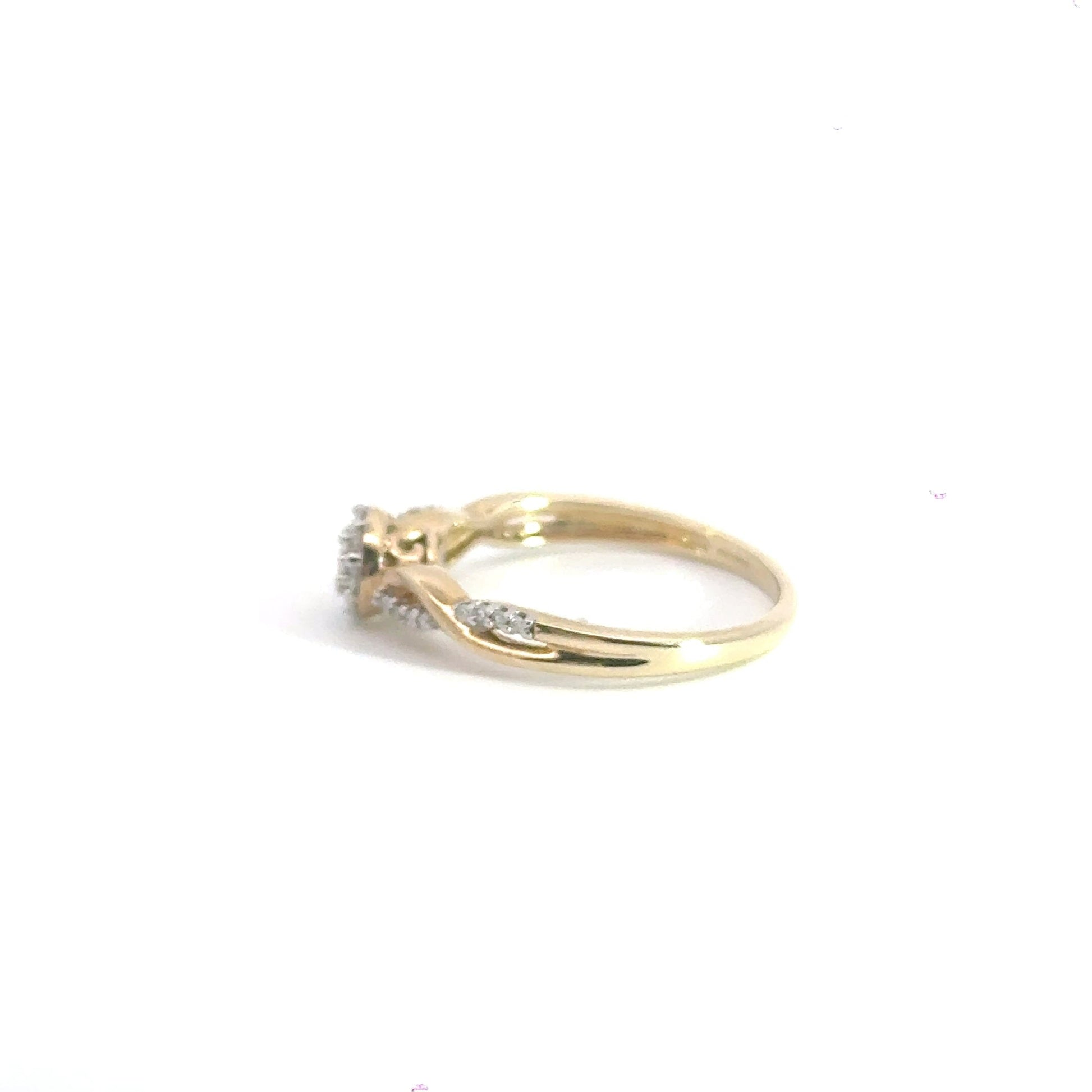 9CT Yellow Gold Twisted Cluster Diamond Ring Aces Jewellers