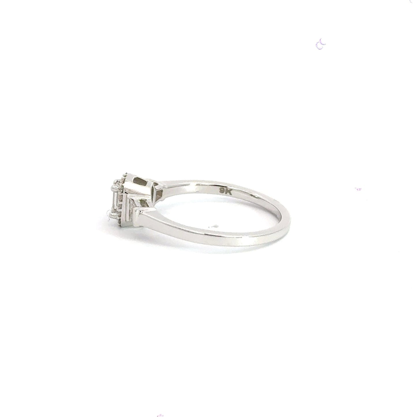 9CT White Gold Emerald Cut Diamond Ring Aces Jewellers