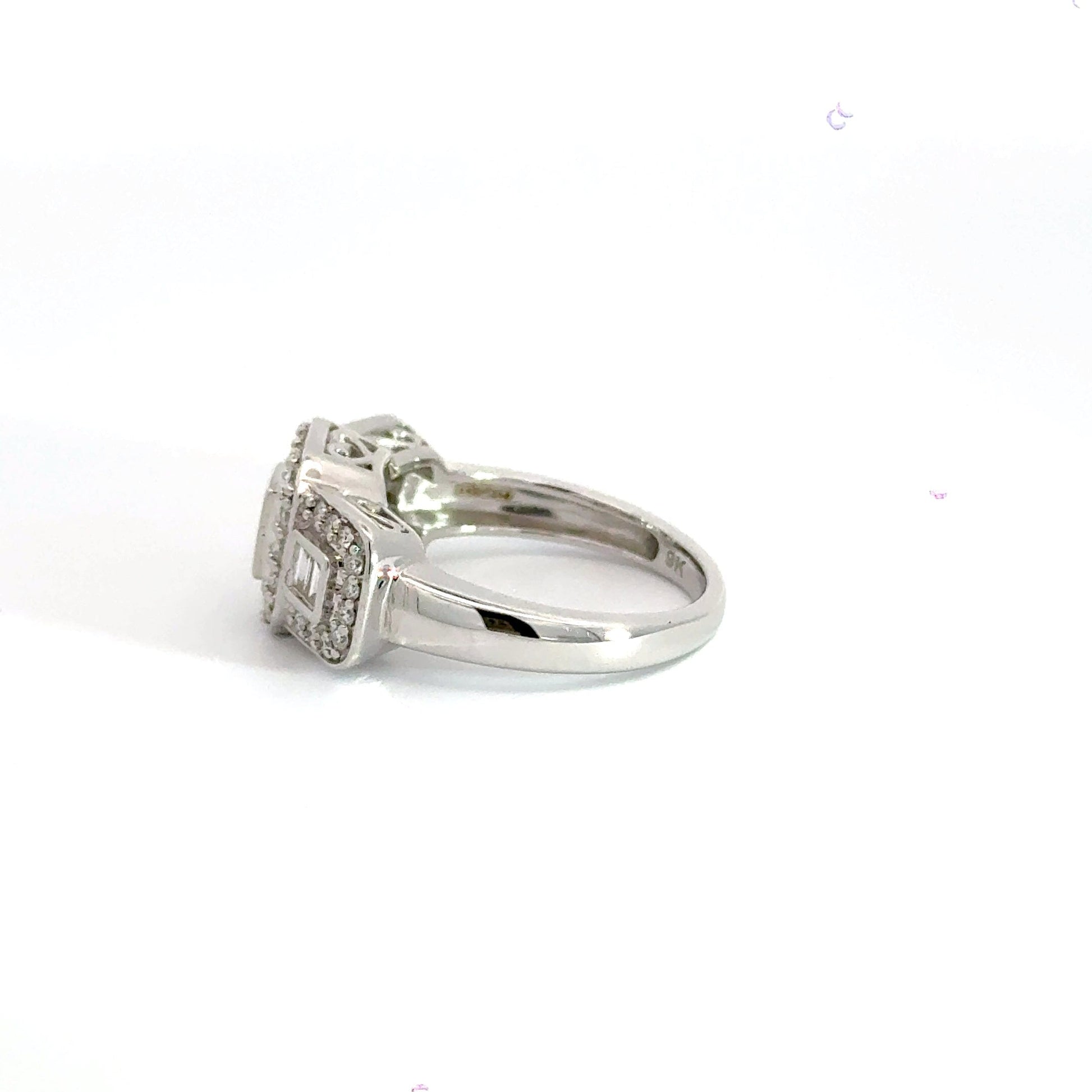 9CT White Gold Trilogy Cluster Diamond Ring Aces Jewellers