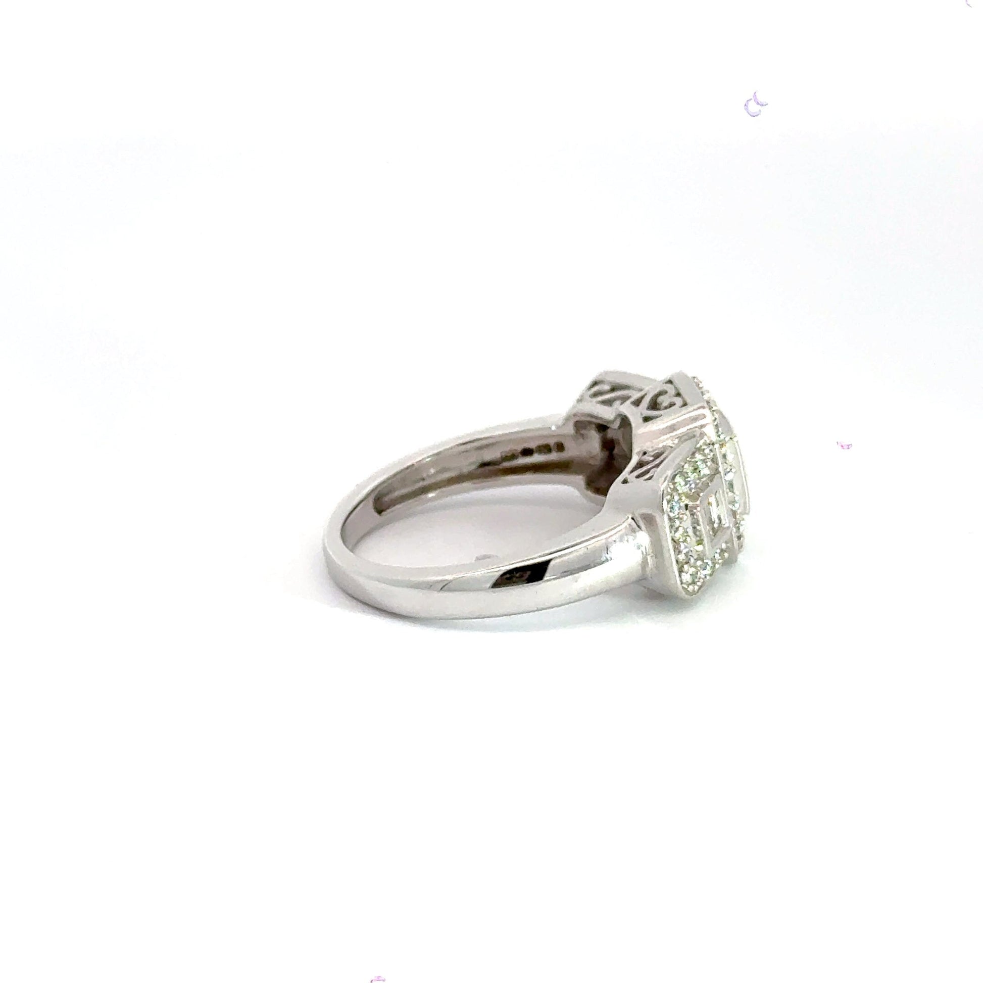 9CT White Gold Trilogy Cluster Diamond Ring Aces Jewellers