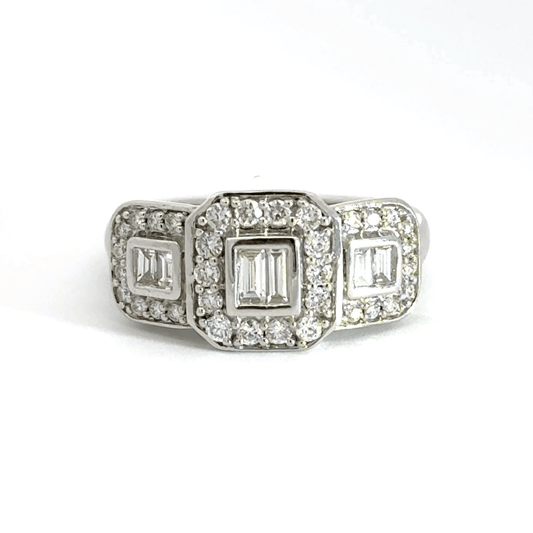 9CT White Gold Trilogy Cluster Diamond Ring Aces Jewellers