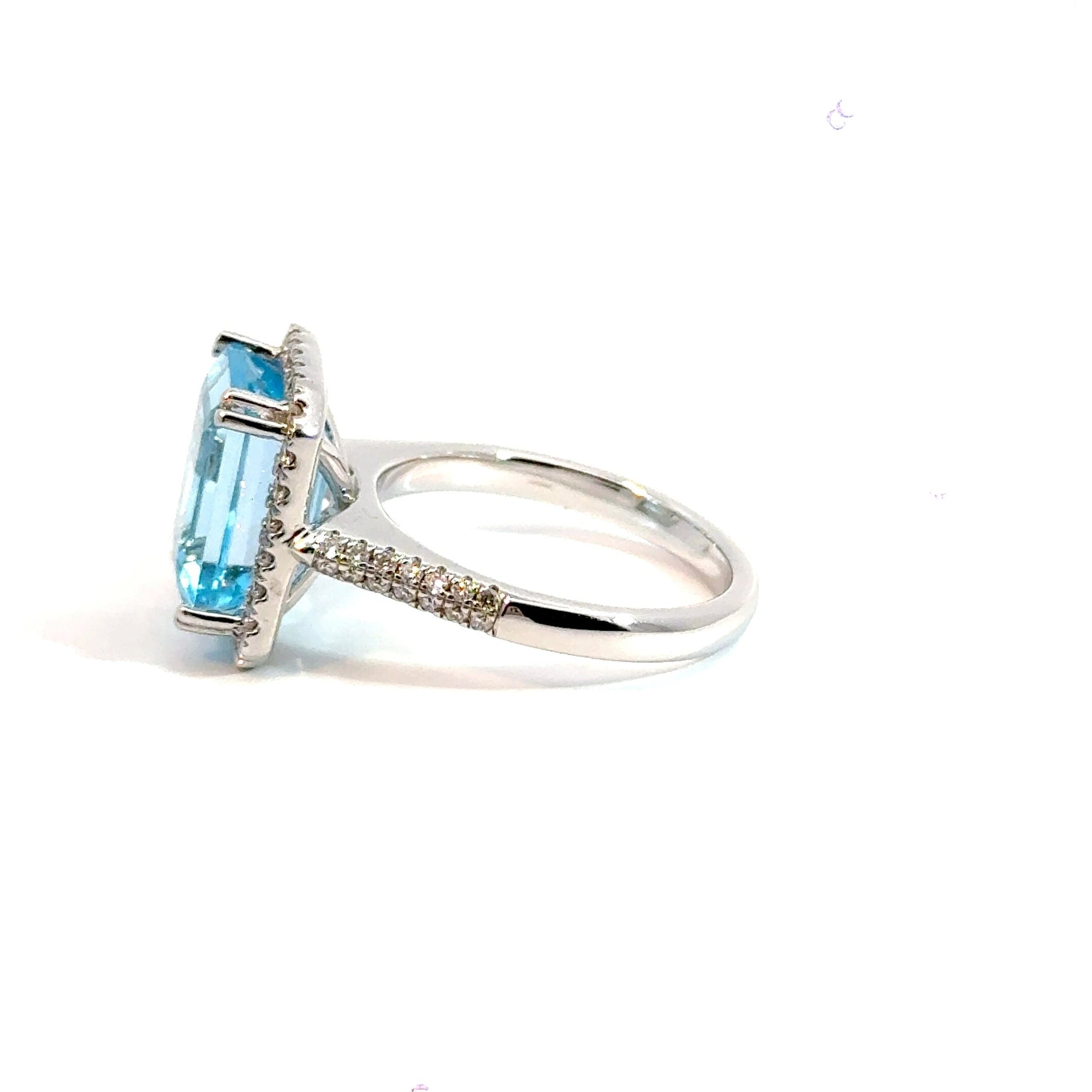 9CT White Gold Aquamarine Diamond Ring Aces Jewellers