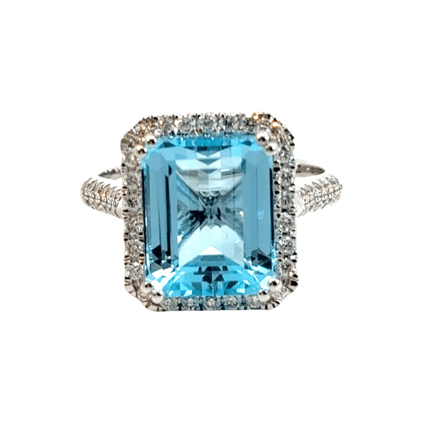 9CT White Gold Aquamarine Diamond Ring Aces Jewellers