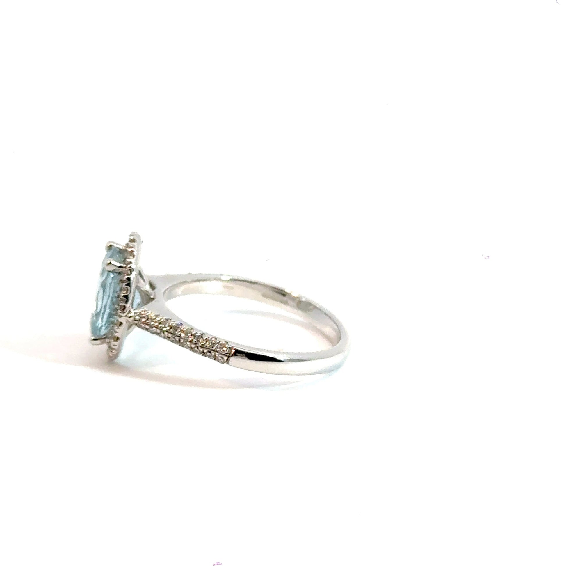 9CT White Gold Diamond & Aquamarine Aces Jewellers
