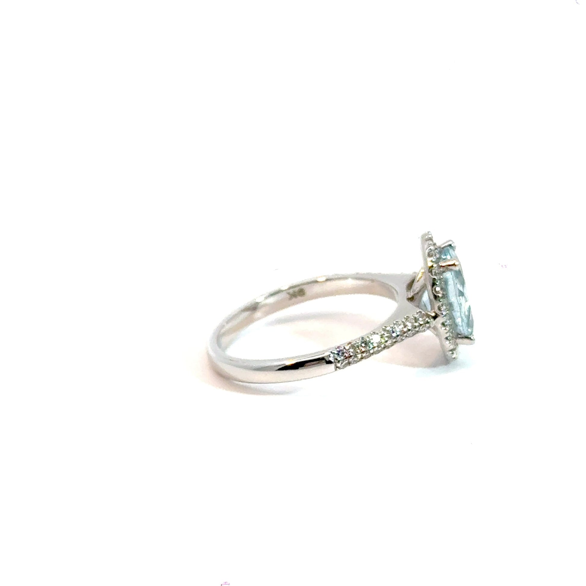 9CT White Gold Diamond & Aquamarine Aces Jewellers