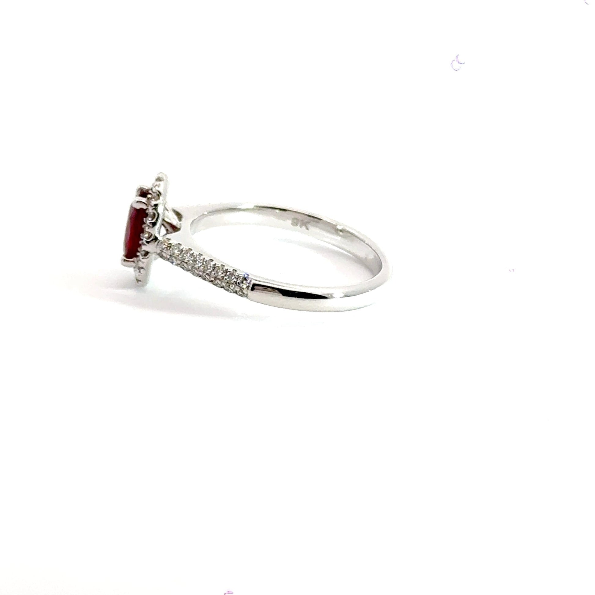 9CT White Gold 1.00CT Ruby & 0.50CT Diamond Ring Aces Jewellers