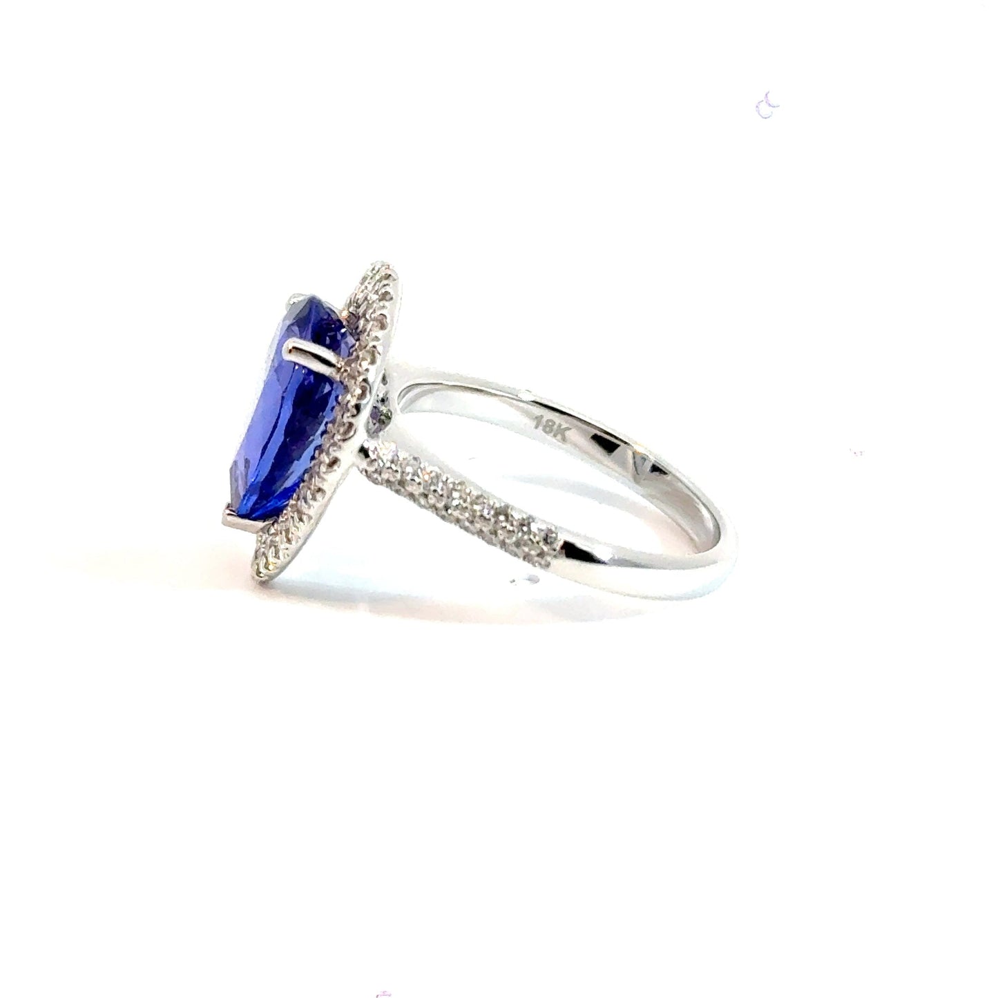 18CT White Gold Tanzanite & Diamond Teardrop Ring Aces Jewellers