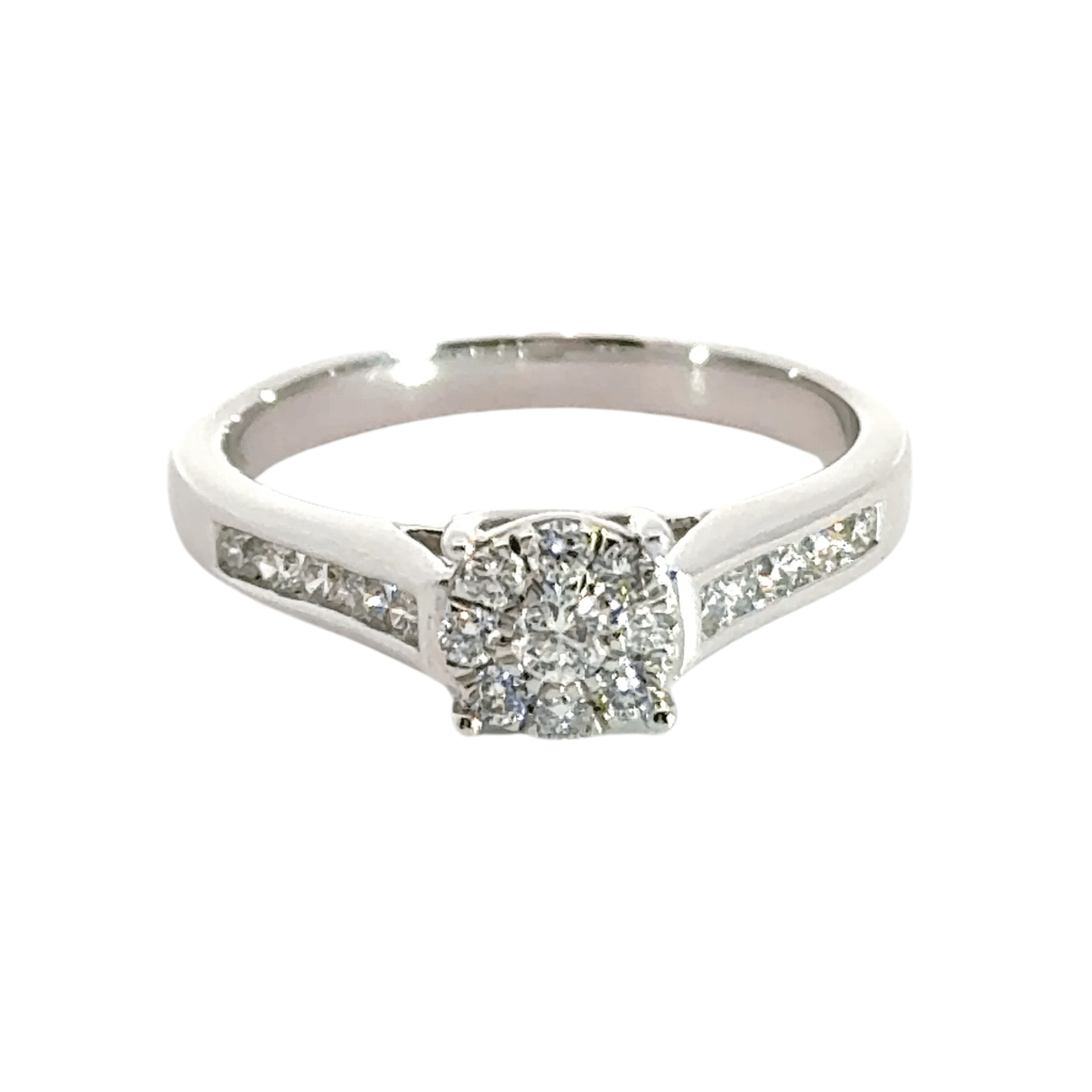 9CT White Gold Cluster Diamond Ring Aces Jewellers