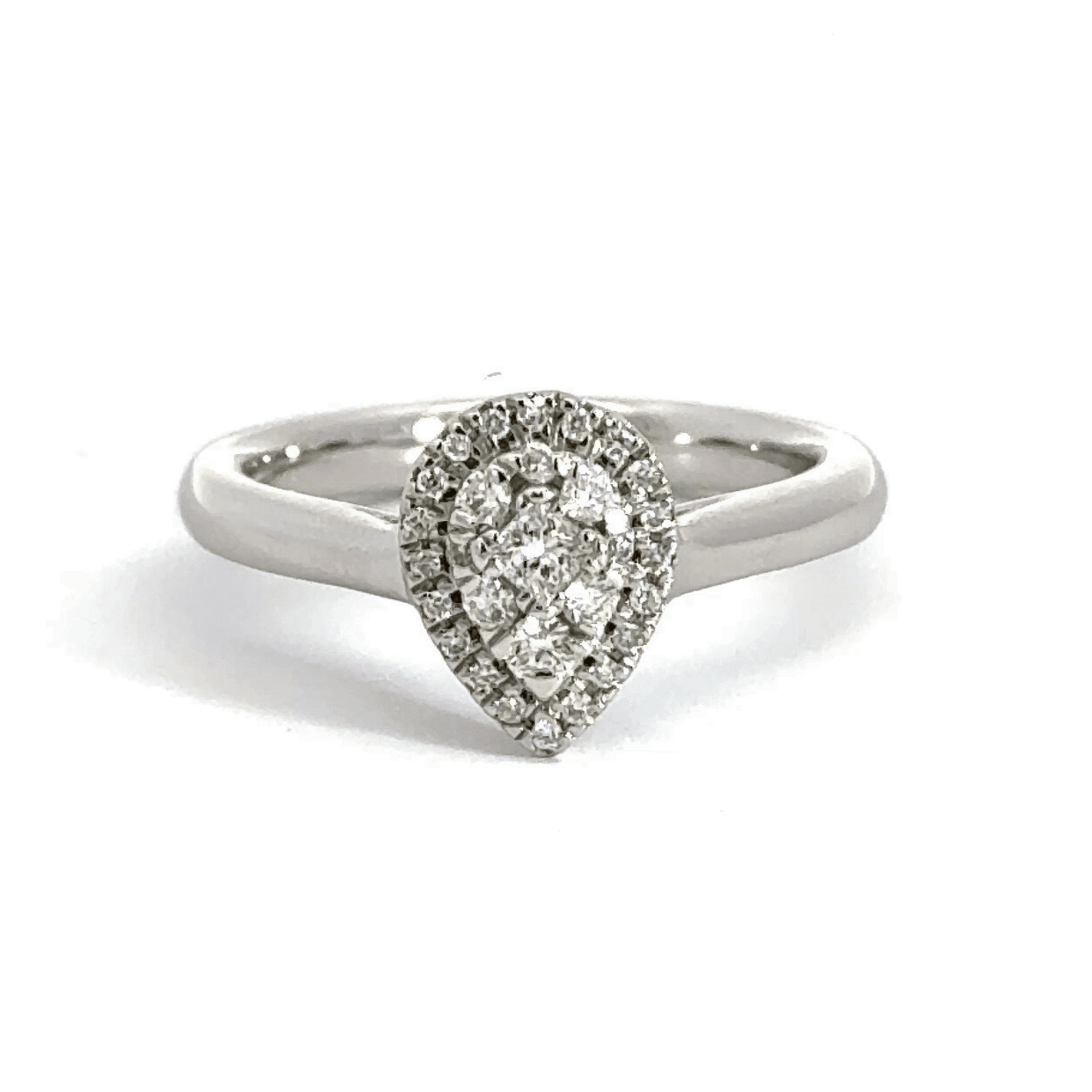 18CT White Gold Teardrop Diamond Ring Aces Jewellers