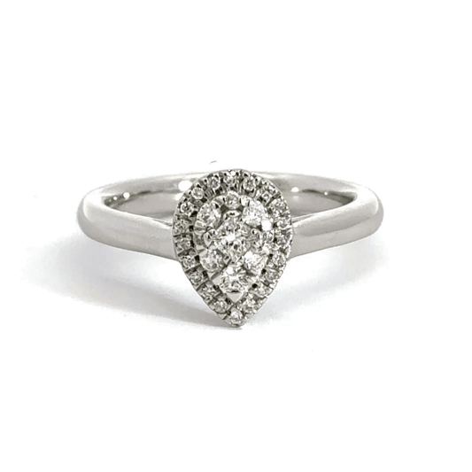 18CT White Gold Teardrop Diamond Ring Aces Jewellers