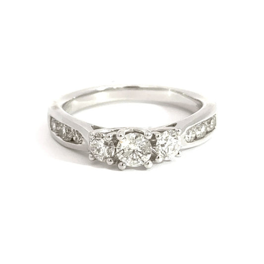 18CT White Gold Diamond Trilogy Ring Aces Jewellers