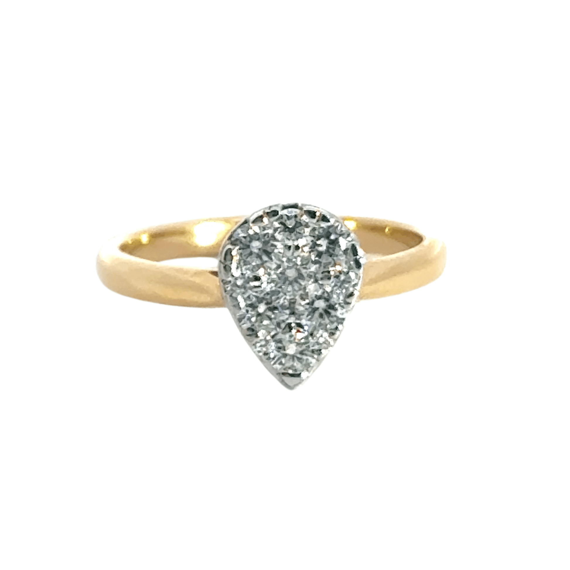 18CT Yellow Gold Diamond Teardrop Ring Aces Jewellers