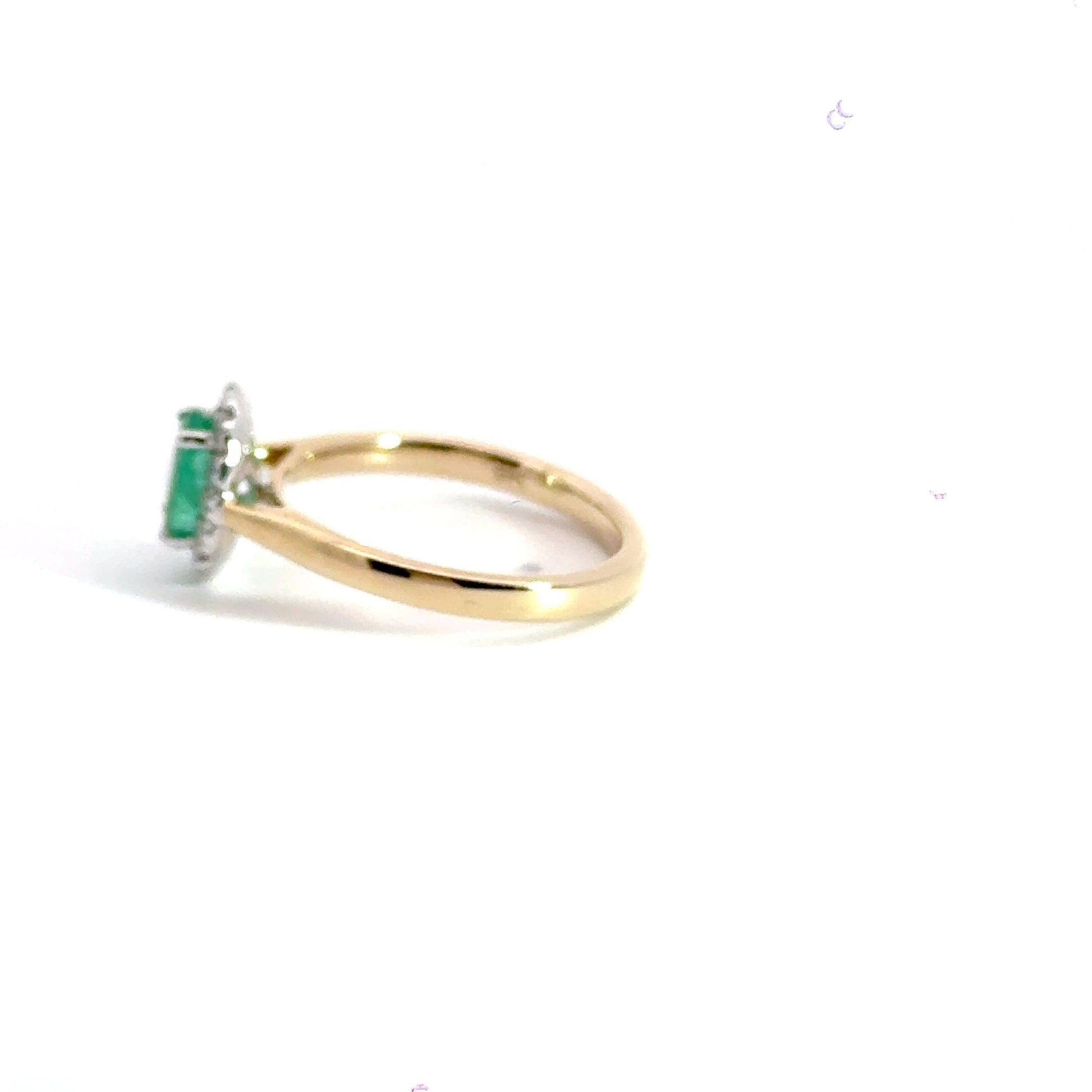 9CT Yellow Gold Emerald Diamond Ring Aces Jewellers