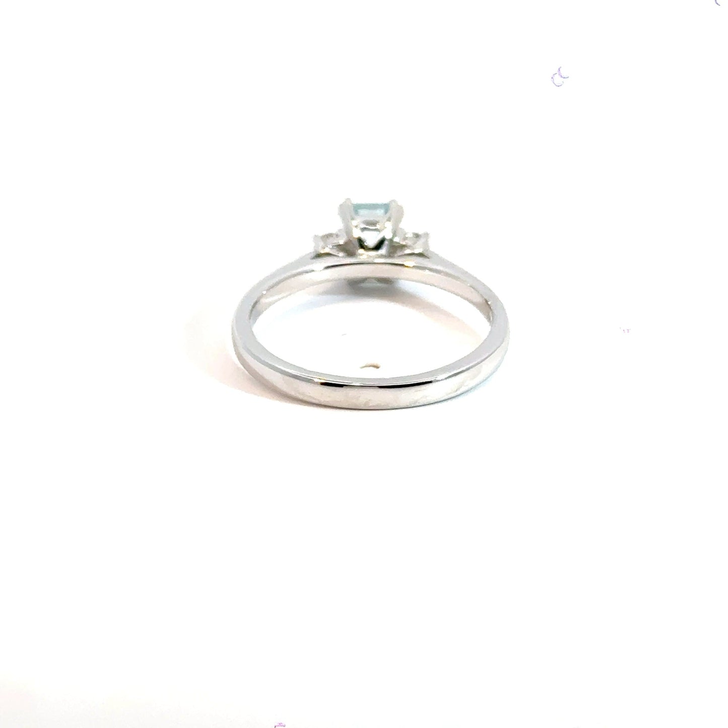 9CT White Gold Rectangle Aquamarine & Diamond Trilogy Ring Aces Jewellers