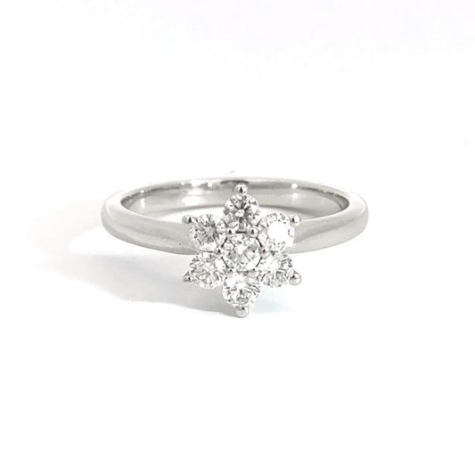 18CT White Gold Diamond Daisy Ring Aces Jewellers