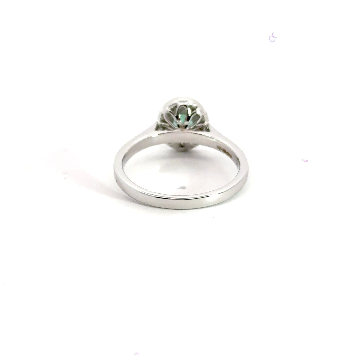 9CT White Gold Emerald Diamond Ring Halo Aces Jewellers
