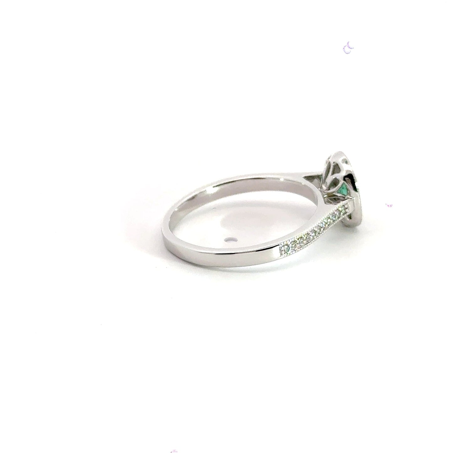 9CT White Gold Emerald Diamond Ring Halo Aces Jewellers