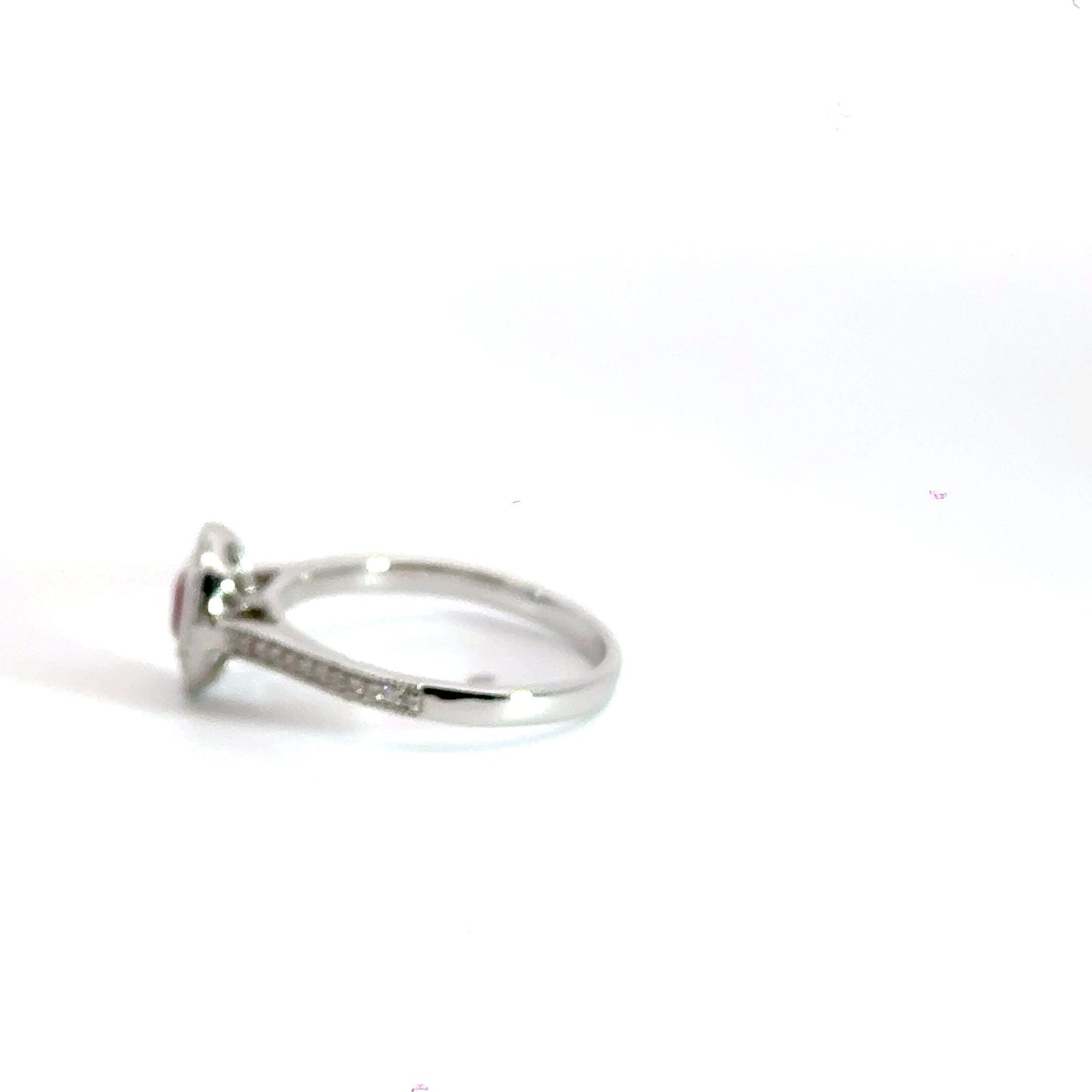 9CT White Gold Oval Halo Ruby & Diamonds Aces Jewellers
