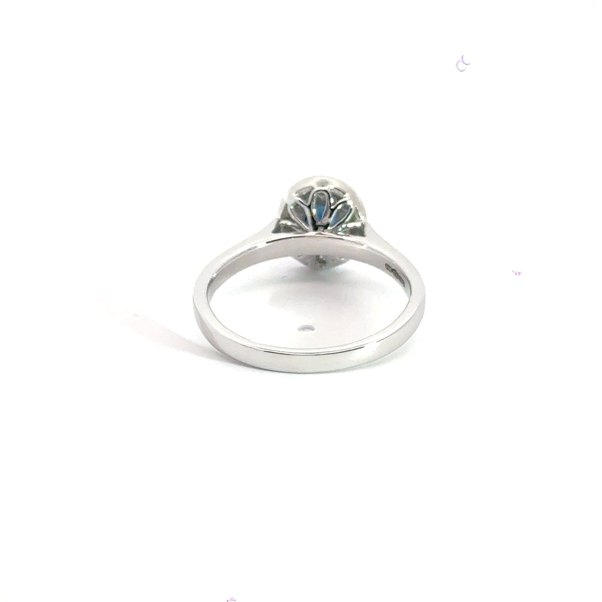 9CT White Gold Sapphire Diamond Halo Ring Aces Jewellers