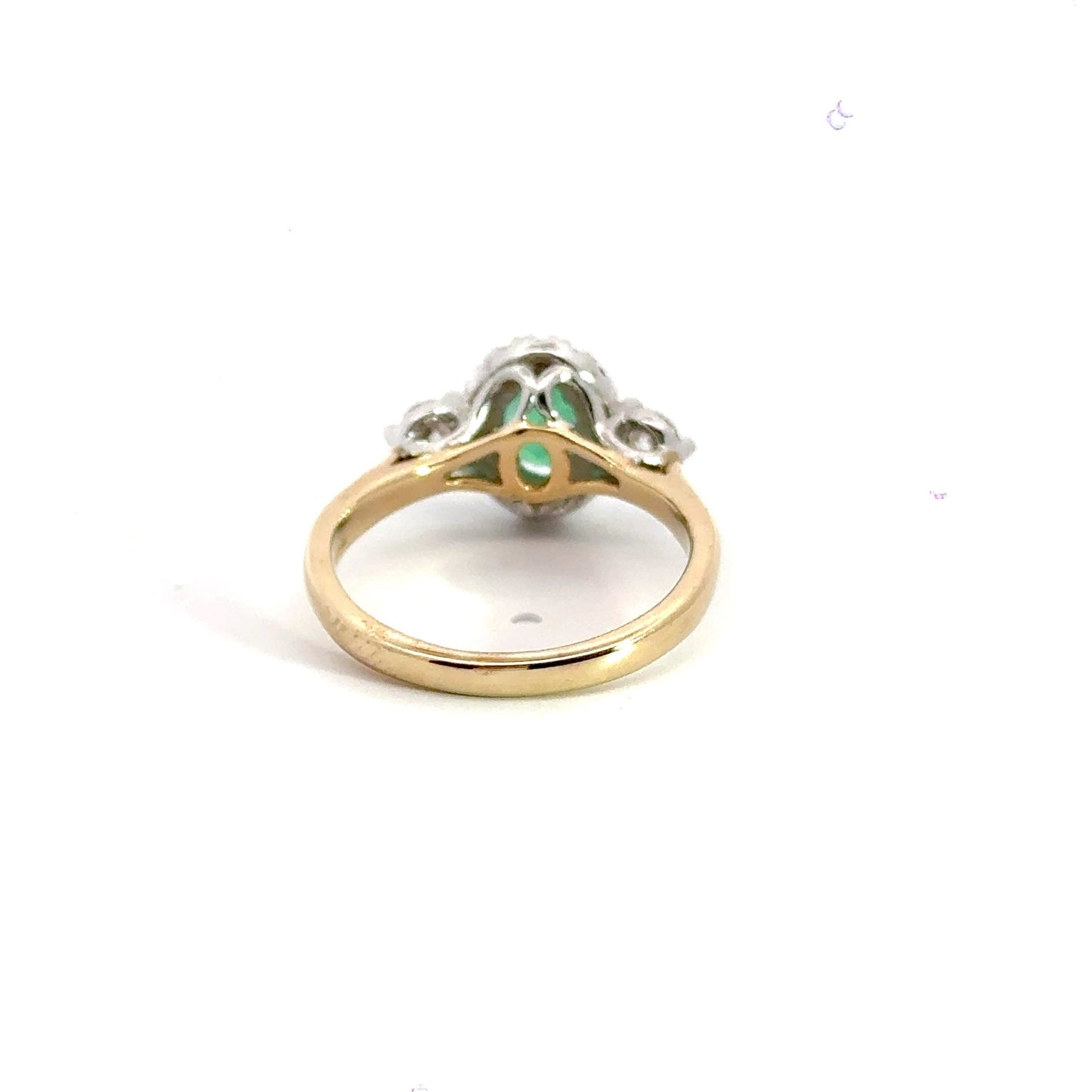 9CT Emerald Diamond Ring Halo Trilogy Aces Jewellers