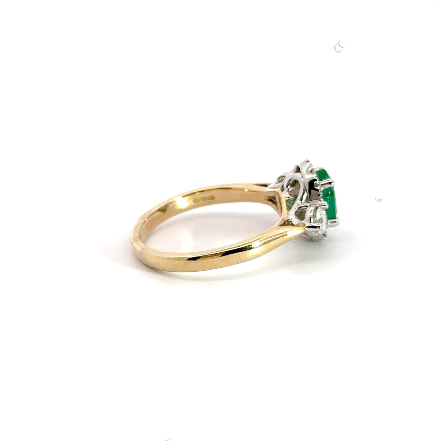 9CT Emerald Diamond Ring Halo Trilogy Aces Jewellers