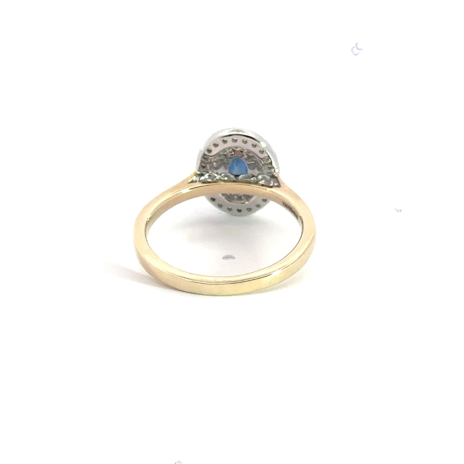 9CT Yellow Gold Diamond Sapphire Oval Halo Ring Aces Jewellers