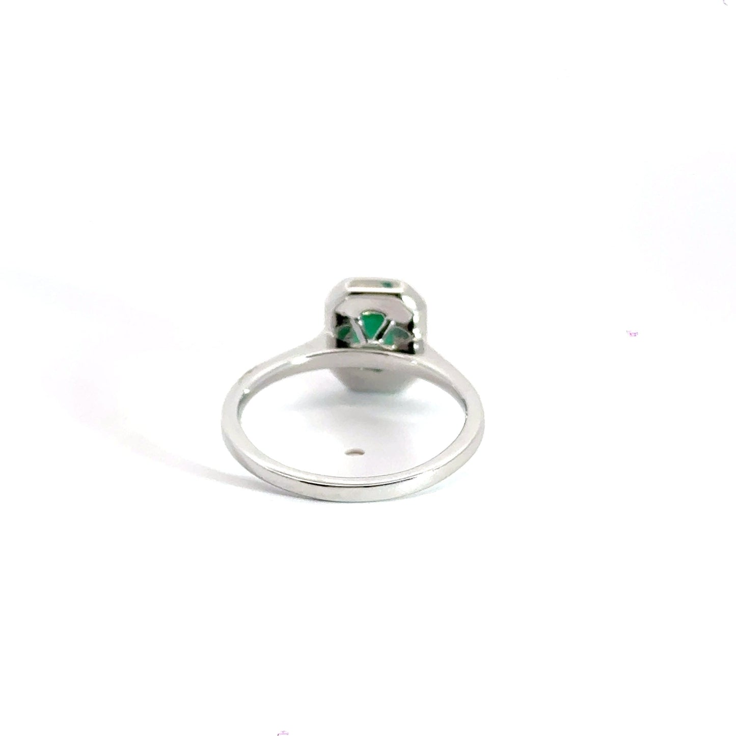 9CT White Gold Emerald Diamond Ring Halo Aces Jewellers
