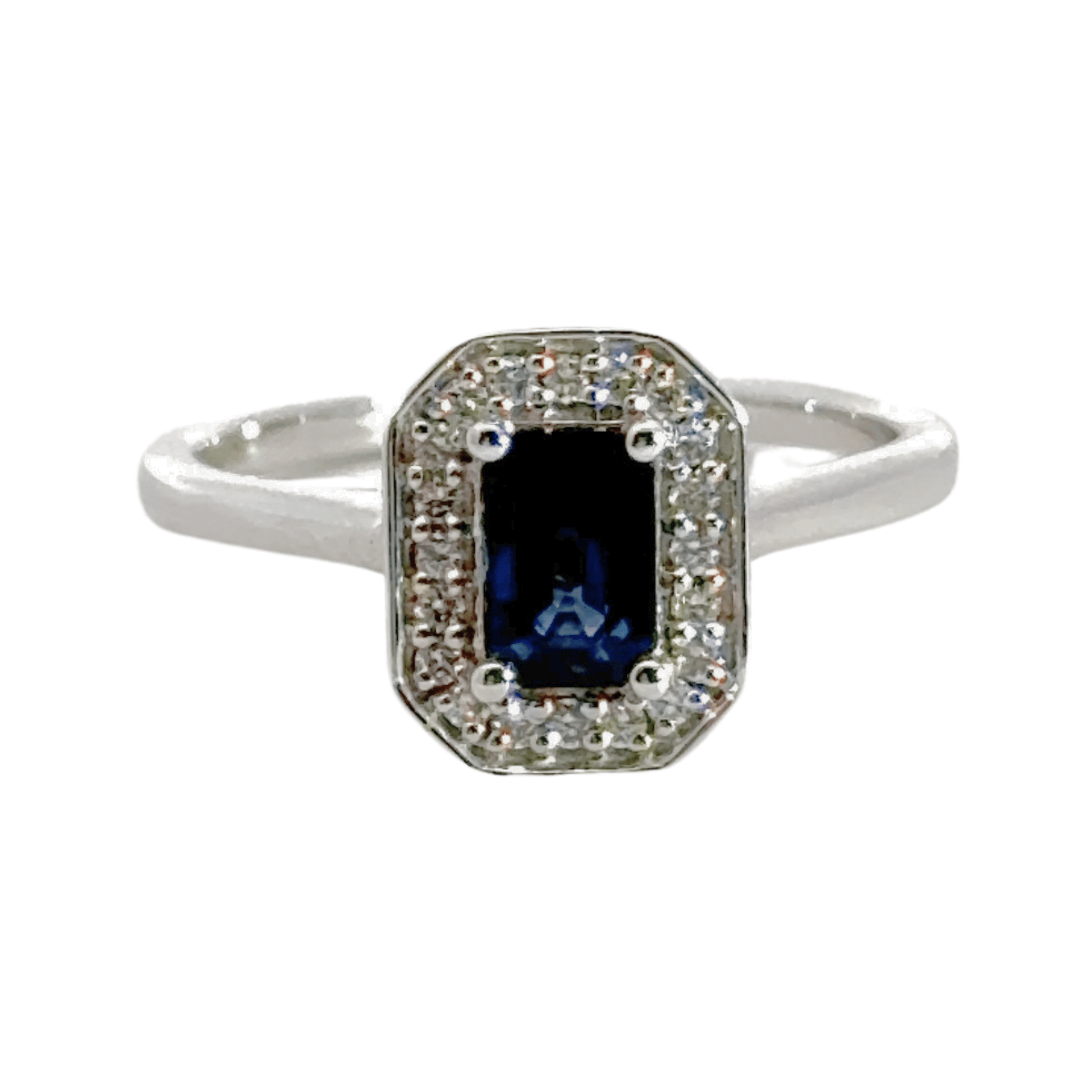 9CT White Gold Sapphire Diamond Ring Aces Jewellers