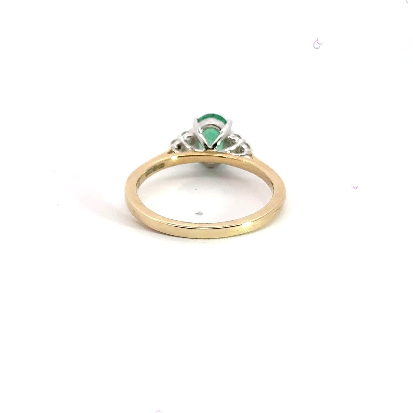 9CT Yellow Gold Solitaire Trilogy Emerald Diamond Ring Aces Jewellers