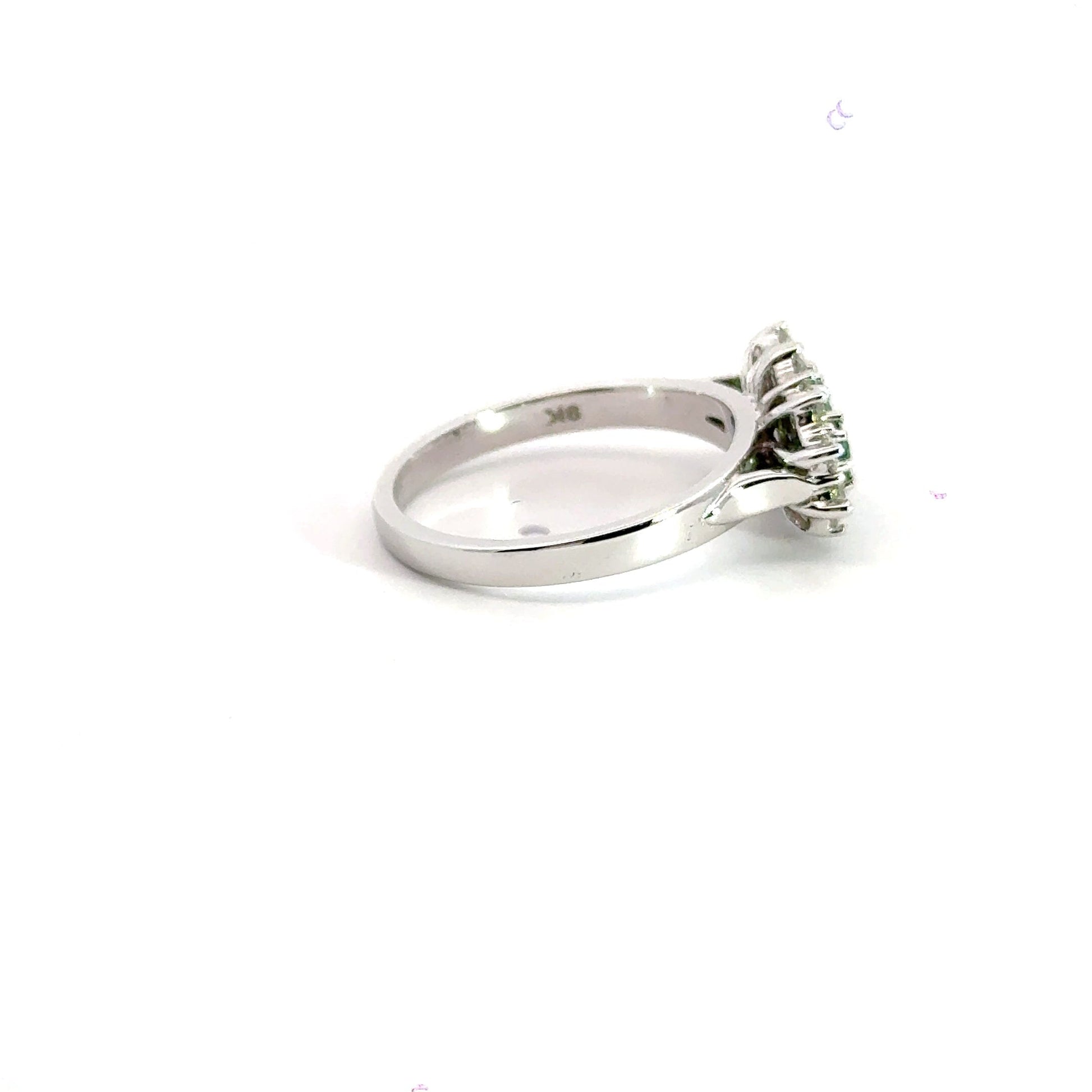 9CT White Gold Trilogy Cluster Diamond Ring Aces Jewellers