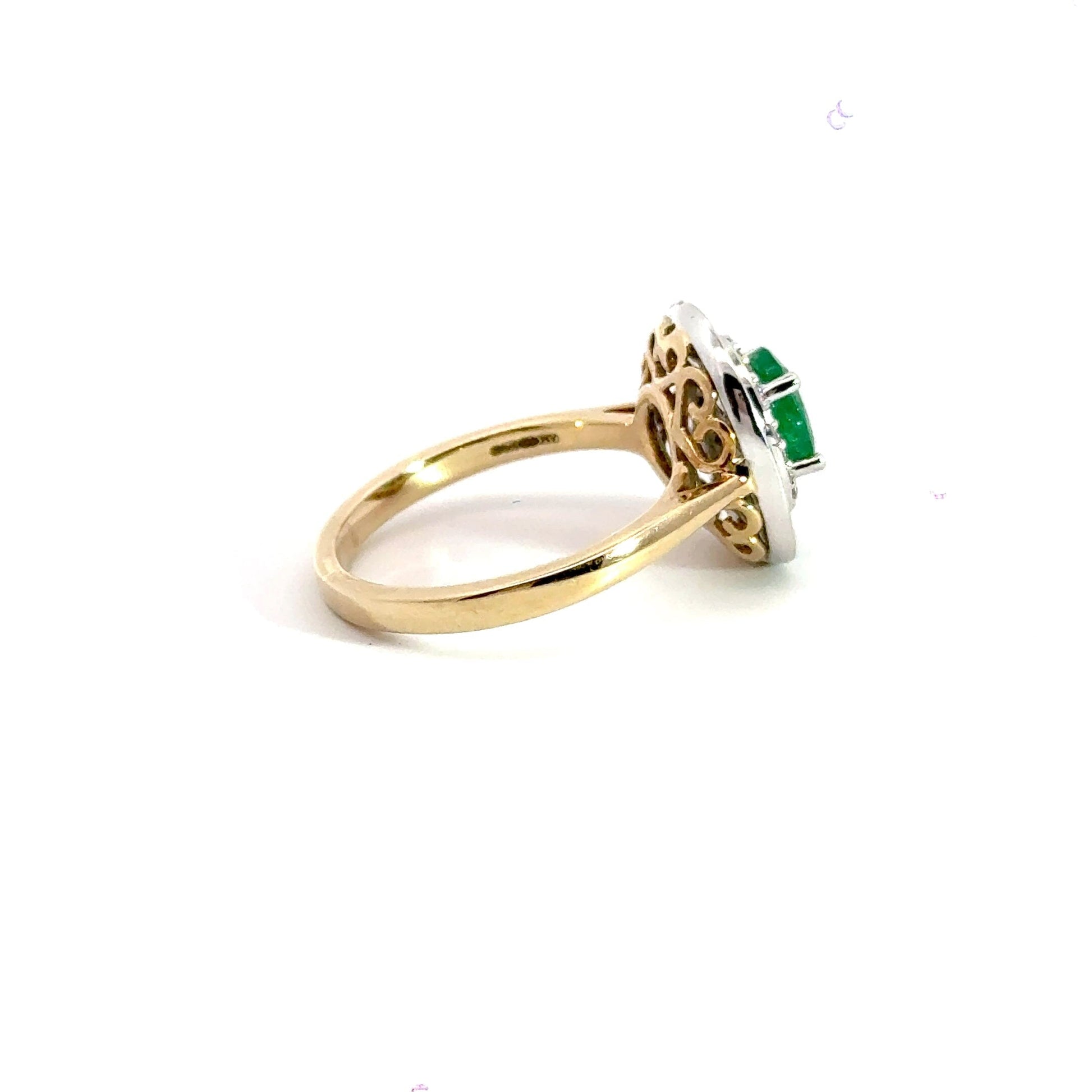 9CT Yellow Gold Ring Diamond Emerald Aces Jewellers