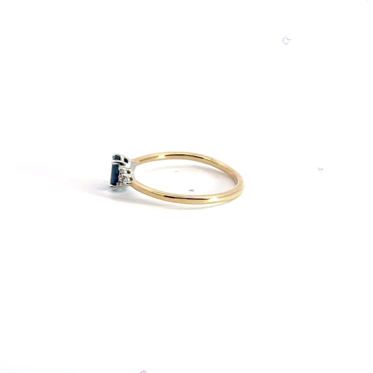 9CT Yellow Gold Solitaire Sapphire Diamond Ring Aces Jewellers
