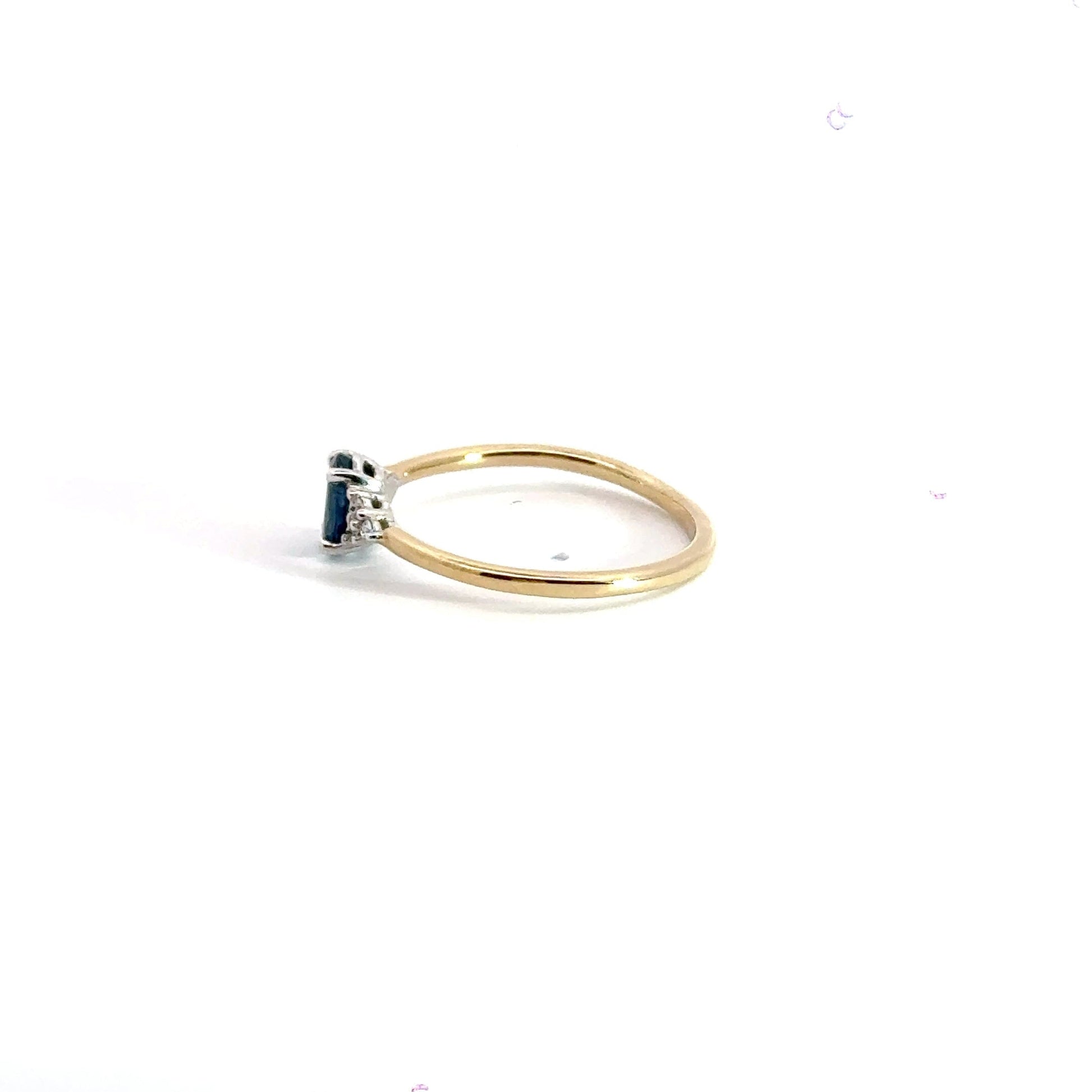 9CT Yellow Gold Solitaire Sapphire Diamond Ring Aces Jewellers