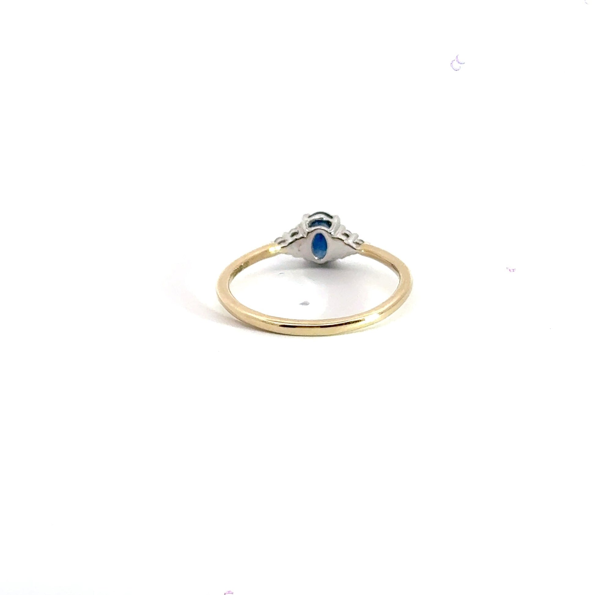 9CT Yellow Gold Solitaire Sapphire Diamond Ring Aces Jewellers