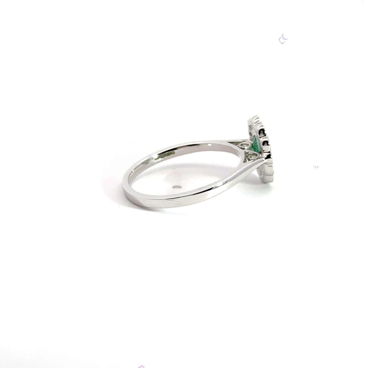 9CT White Gold Oval Ring Emerald and Diamonds Aces Jewellers